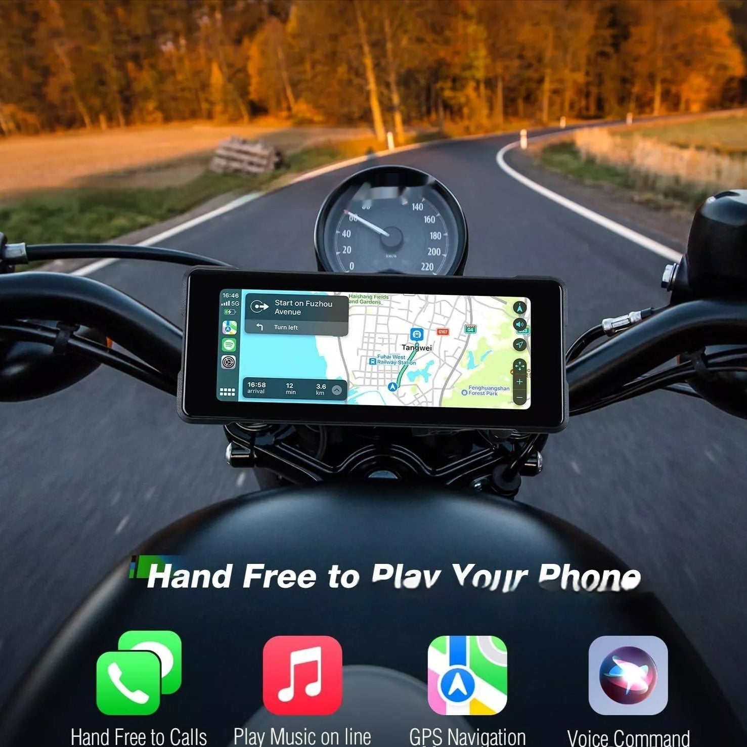 6.86 pouces Motorcycle Driving Recorder HD Dual Lens Projection Screen Navigation