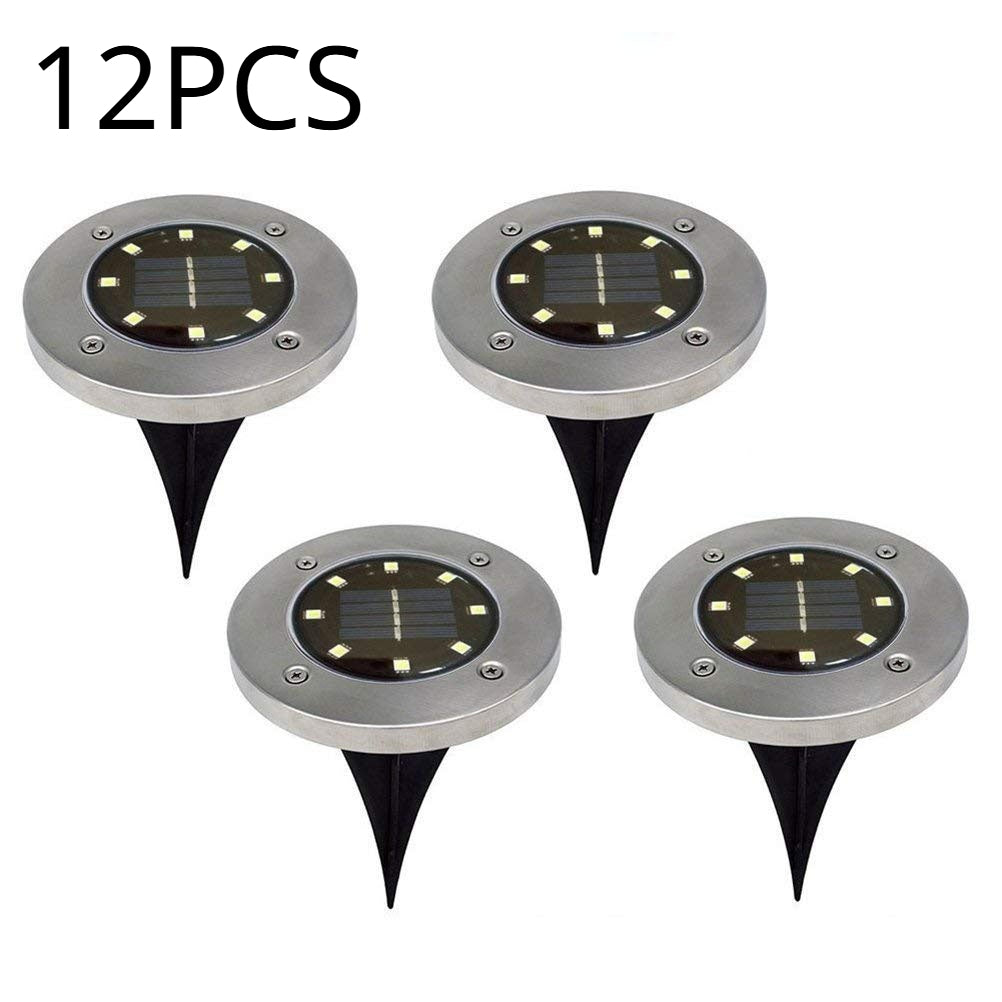 Lampe à gazon solaire 8led Solar Underground en acier inoxydable