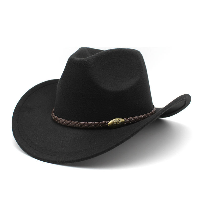 Hommes Riding Outdoor Voyage Courbe-brime Laine Chapeau supérieur