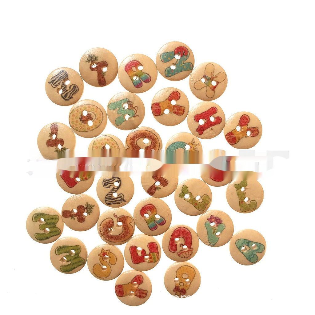 Anglais Alphabet éducation précoce bouton bois