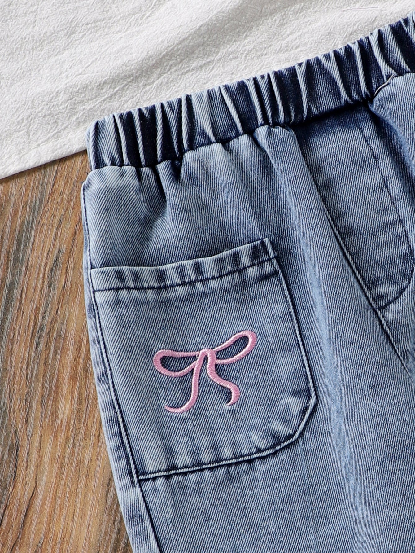 Manches longues Bow-print Hoodie Denim Jeans