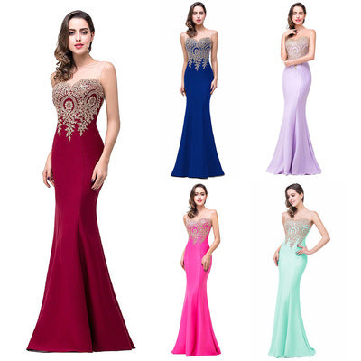 Amazon Europe robe sexy dos creux applique paquet hanche robe queue de poisson jupe femelle pers