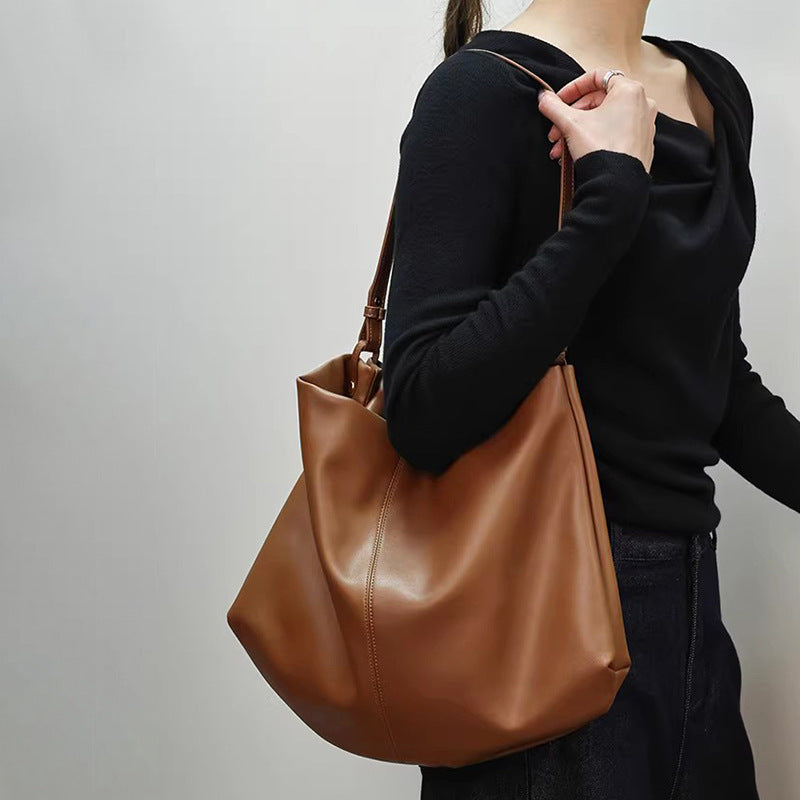 Sac sous-arm en cuir véritable en navette Sac de corps en cuir souple