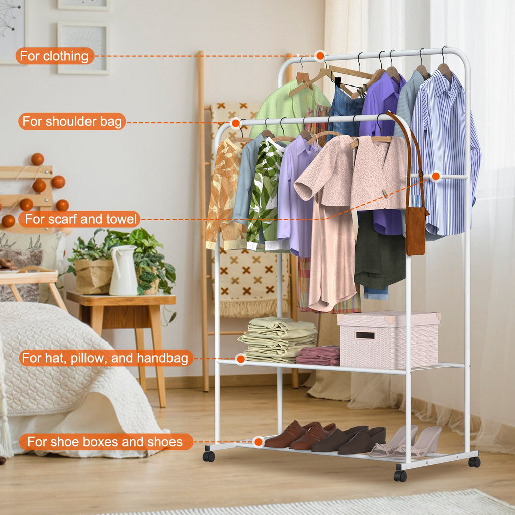 1Pc Vêtements pendaison Rack Vêtements pendaison Rail Oreiller Chaussures Affichage Organisateur Stand Rolling