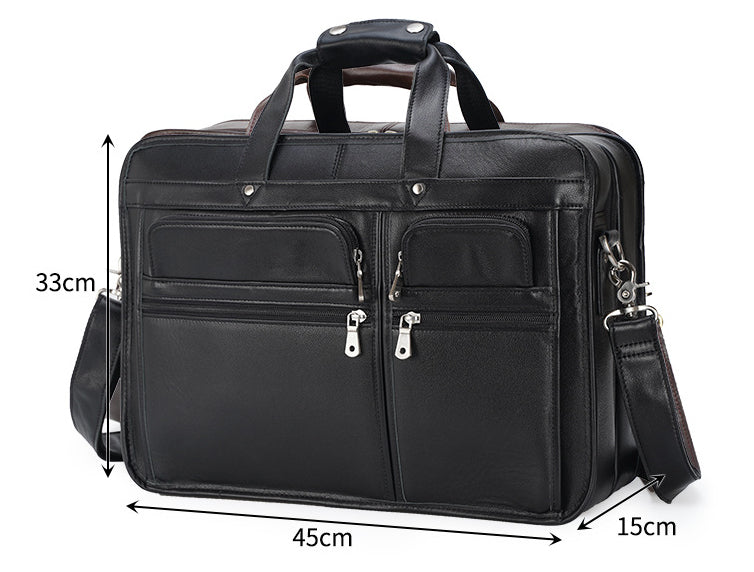 Câblage cuir d'affaires en cuir Premier couche Cowhide 17 pouces Portable Bag