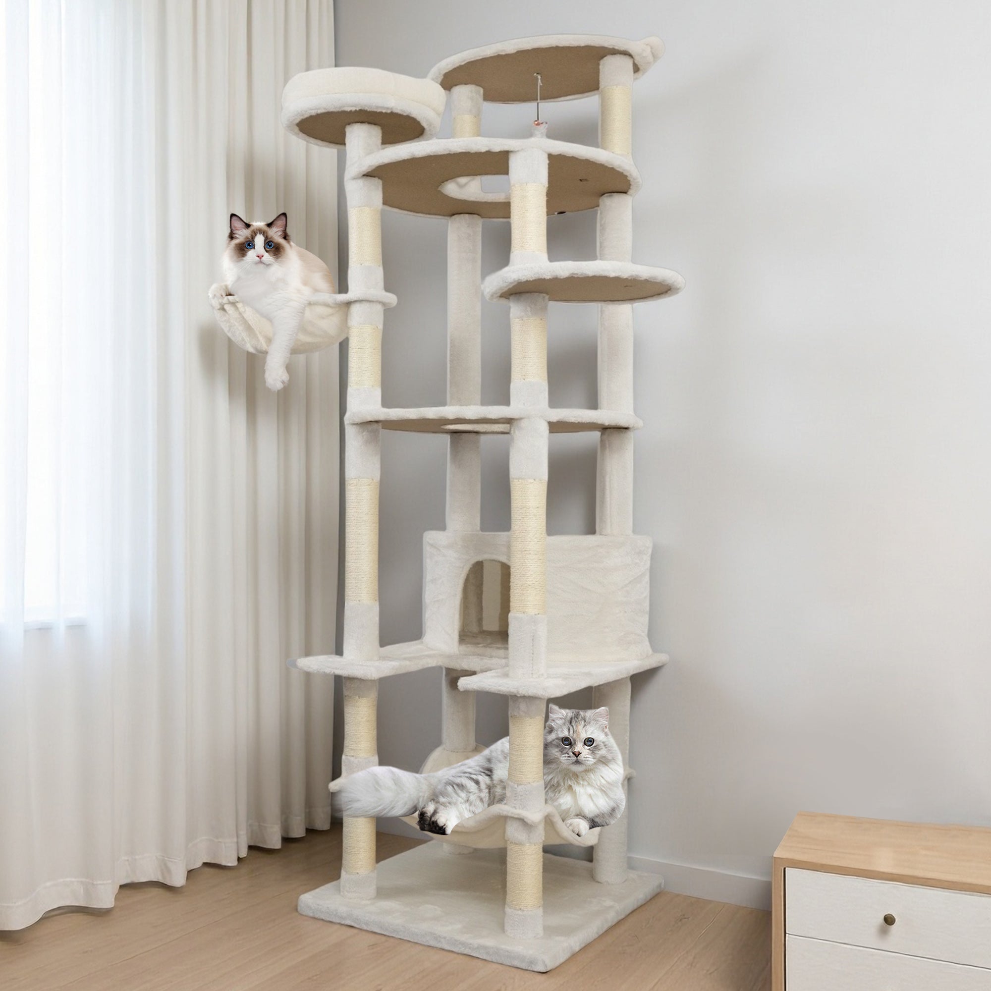78 dans la tour de chat beige avec grand condo sisal grattement post grand hamac et plateau supérieur