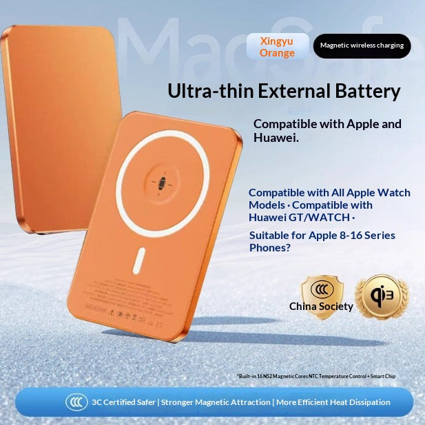 Batterie externe Charge magnétique Banque de puissance ultra mince Compact portable et haute capacité