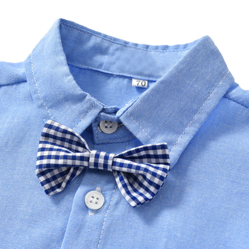 Chemise à la mode et pantalons Suspender pour garçons de style coréen