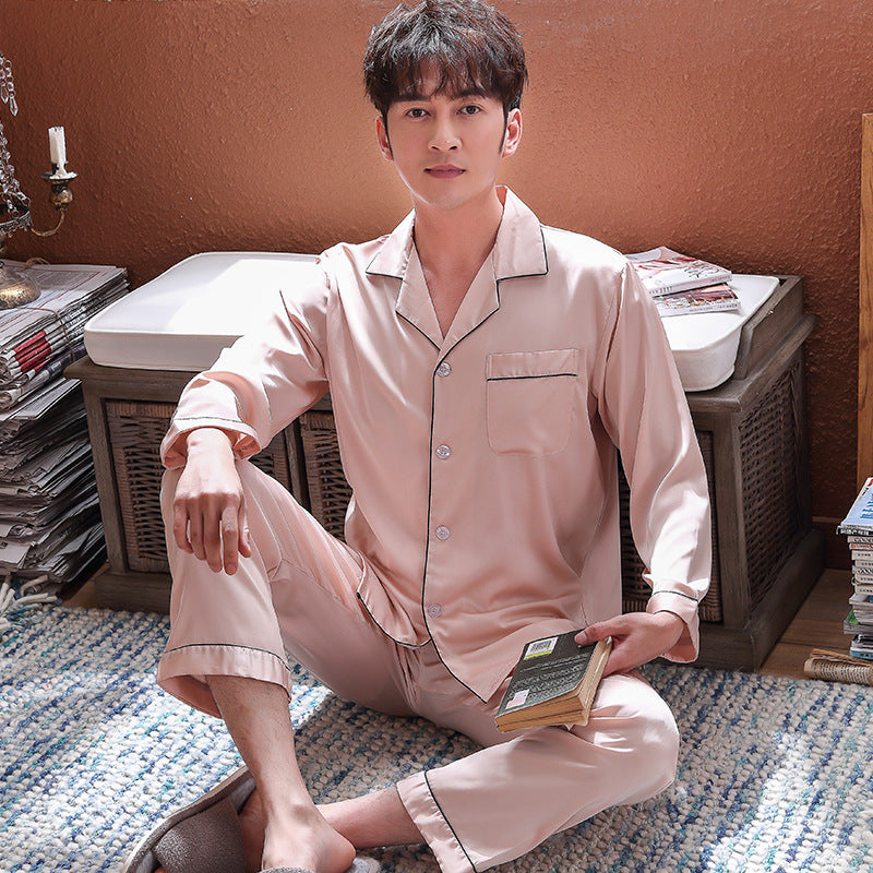 Ice Silk Summer Couple Pajamas Printemps et automne