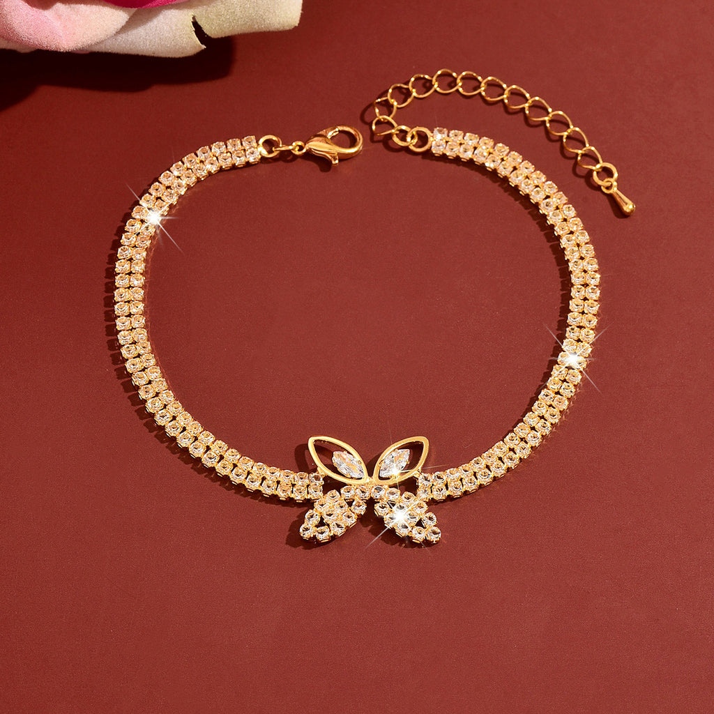 Sweet Seaside Resort Style Strass Butterfly Anklet Pour les femmes