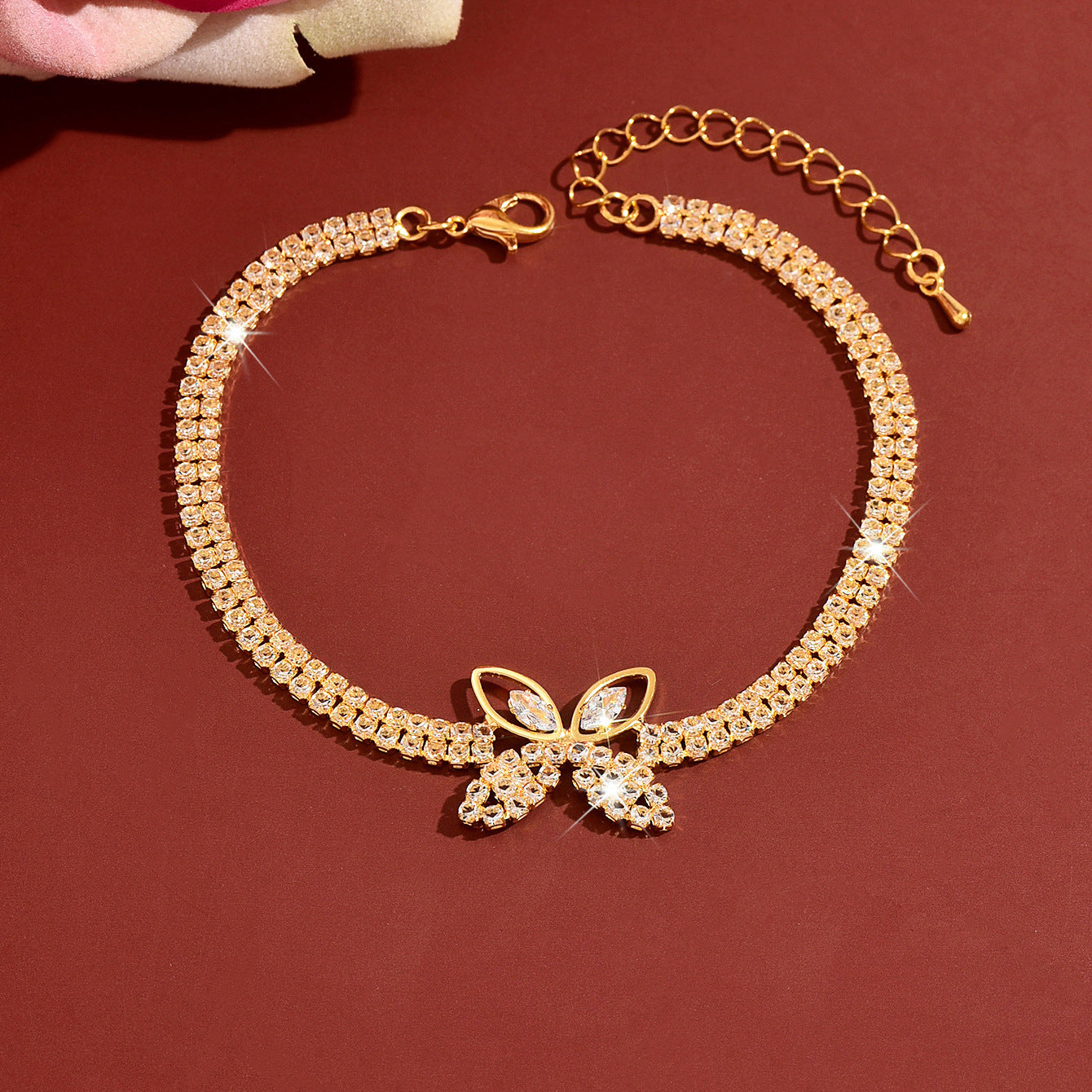 Sweet Seaside Resort Style Strass Butterfly Anklet Pour les femmes