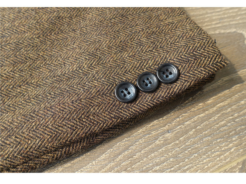 Style américain Vintage Herringbone Tweed lourd poids veste de travail en laine