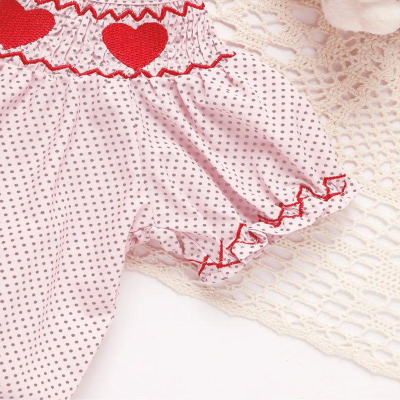 Romper rose à manches courtes de bébé fille