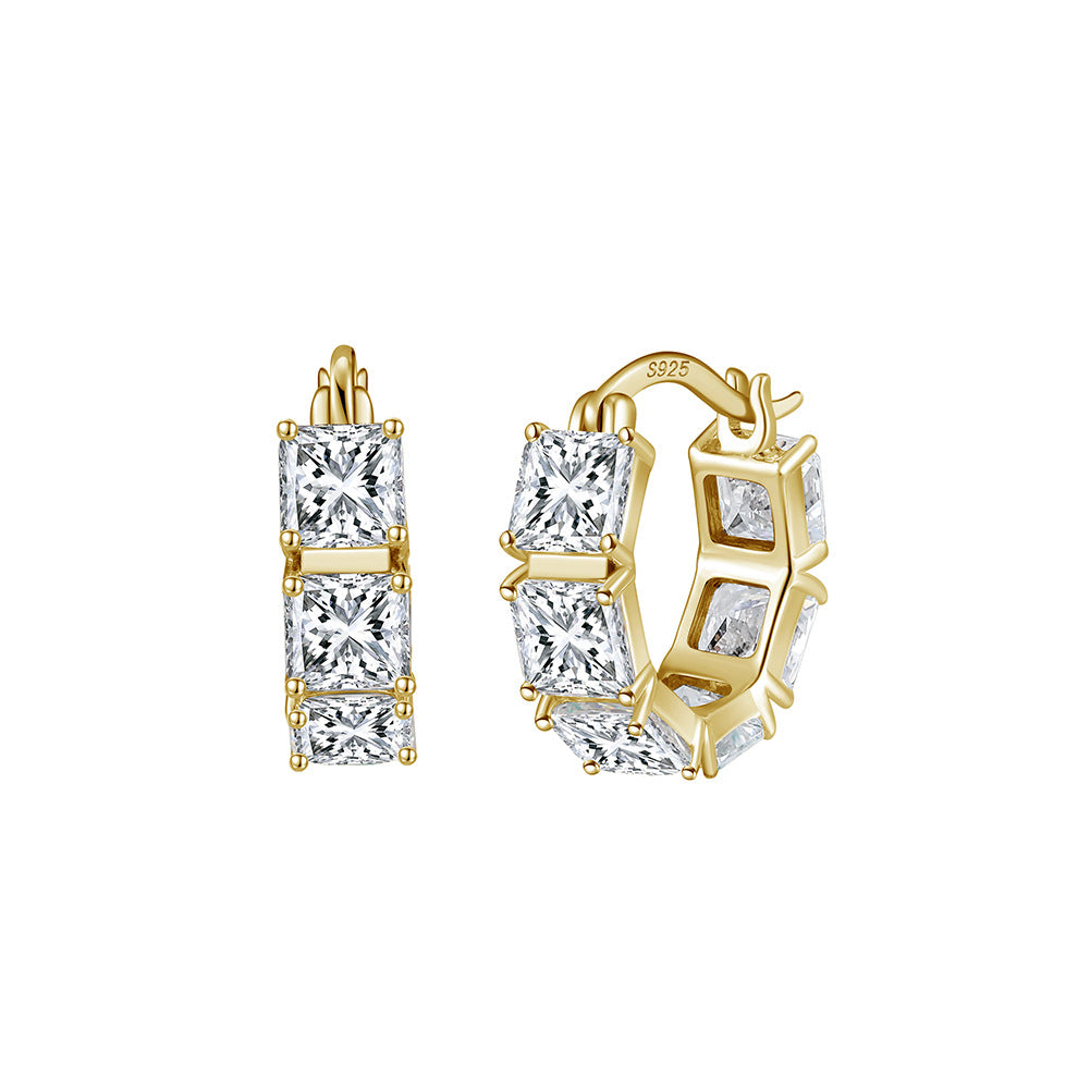 Boucles d'oreilles carrées géométriques élégantes en mousse 925 argent