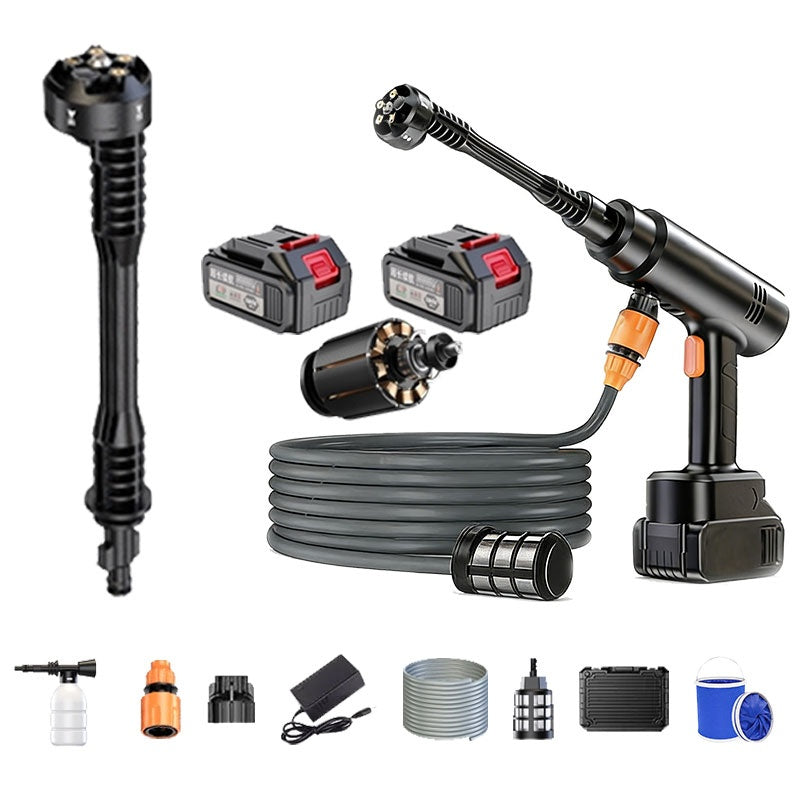 Machine à laver la voiture sans fil 6-en-1 portable avec 2 piles et seau pliant pour plancher de voiture C