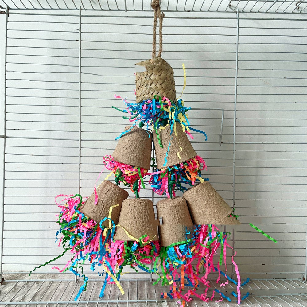 Jouet de tissage de paume en papier pour perroquet