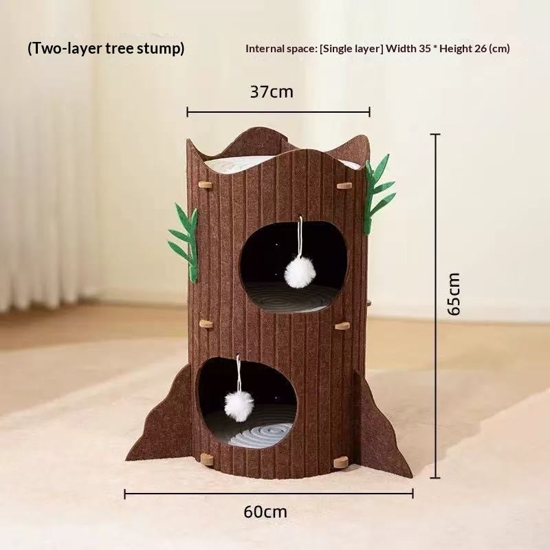 Arbre de chat à plusieurs niveaux avec lit de chat intégré et grotte