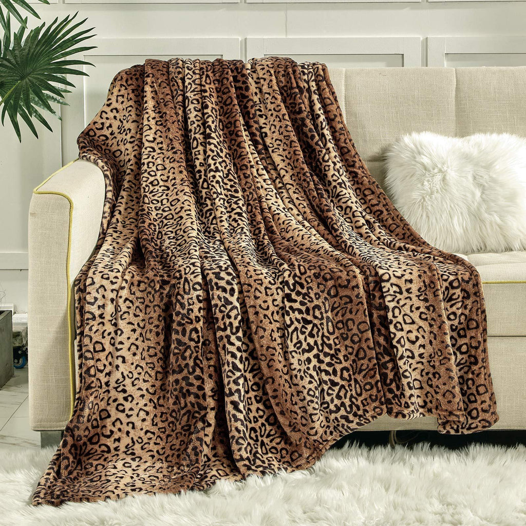 Classique Leopard-print Flannel Blanket Style moderne