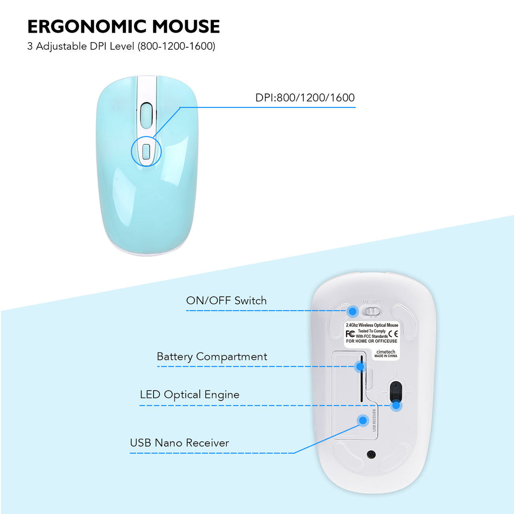 Jeu de souris clavier sans fil de mode 2.4G mince accessoires de bureau portable