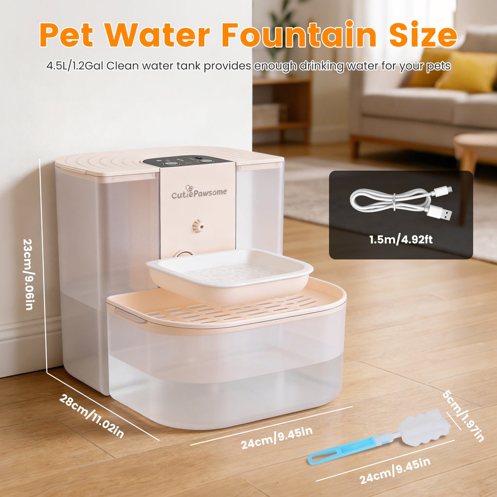 1Pc Smart Pet Fontaine d'eau Distributeur automatique d'eau pour chat 4.5L Chien rechargeable sans fil