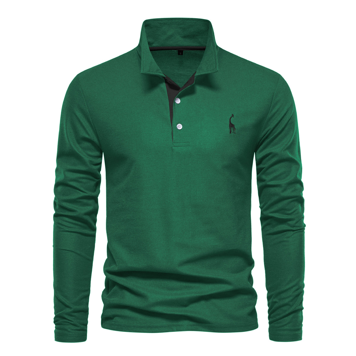 Printemps et automne Lapel Cotton Homme POLO Shirt Mode Casual Homme Broderie Deer Long