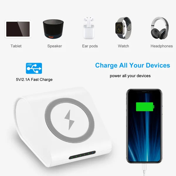 Chargeur sans fil Qi 10400mAh Power Bank 5W Chargeur sans fil Pad 2.1A Port USB Charge Porta