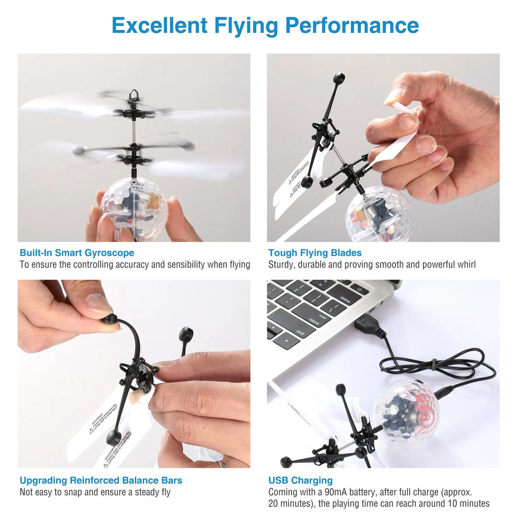 RC Balles volantes Induction infrarouge électrique Drone Hélicoptère balle LED légers enfants volant vers