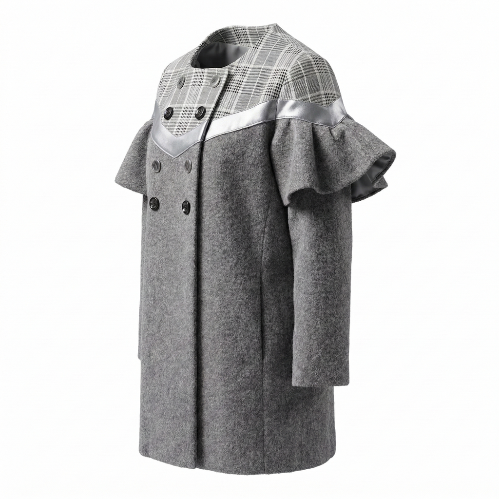 Robe de trench vintage filles 3-7Y British Style mélange de laine veste de printemps