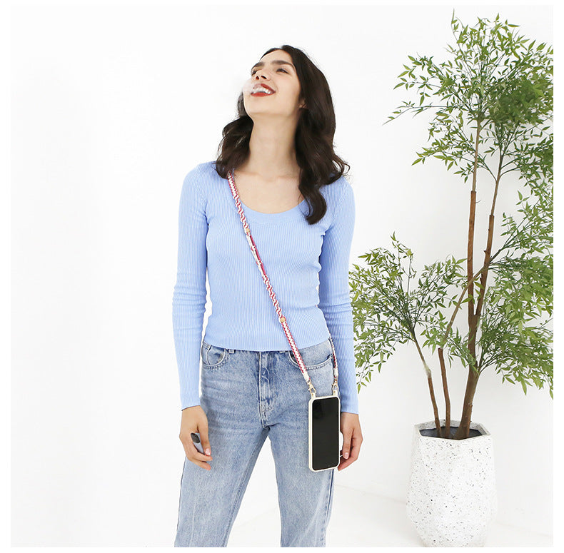Niche Crossbody Téléphone portable Charm Handmade Weave Vintage Style Pastoral Non-héritage Main