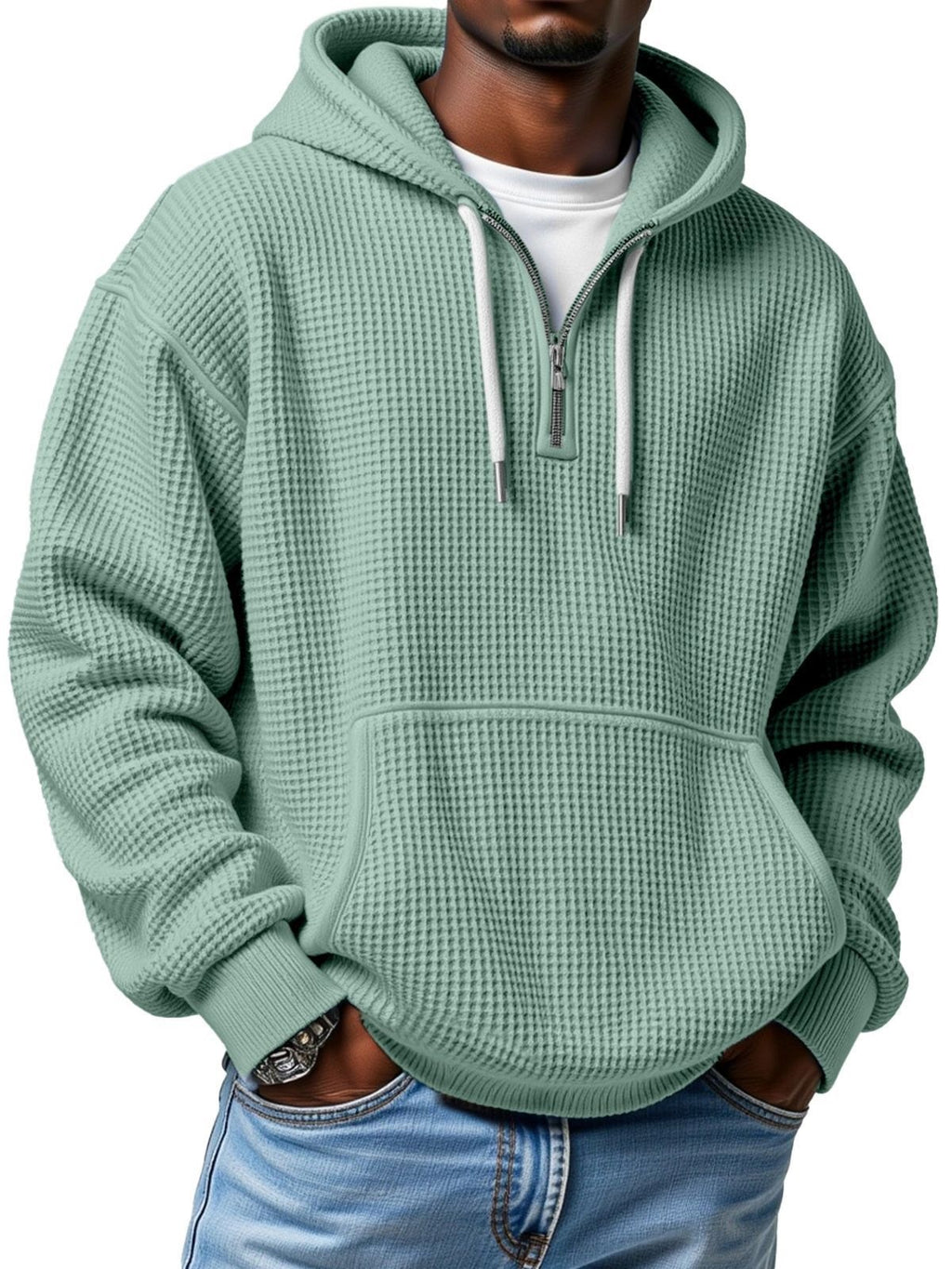 Autumn And Winter Amazon Independent Station Fashion Sports Trendy Brand Tops Waffle pour hommes