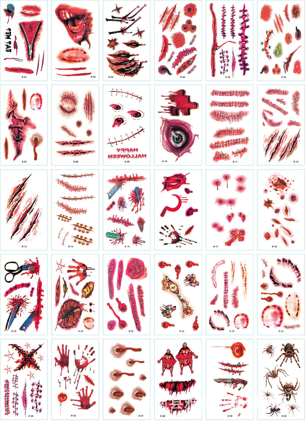 Un ensemble de 30 autocollants de tatouage