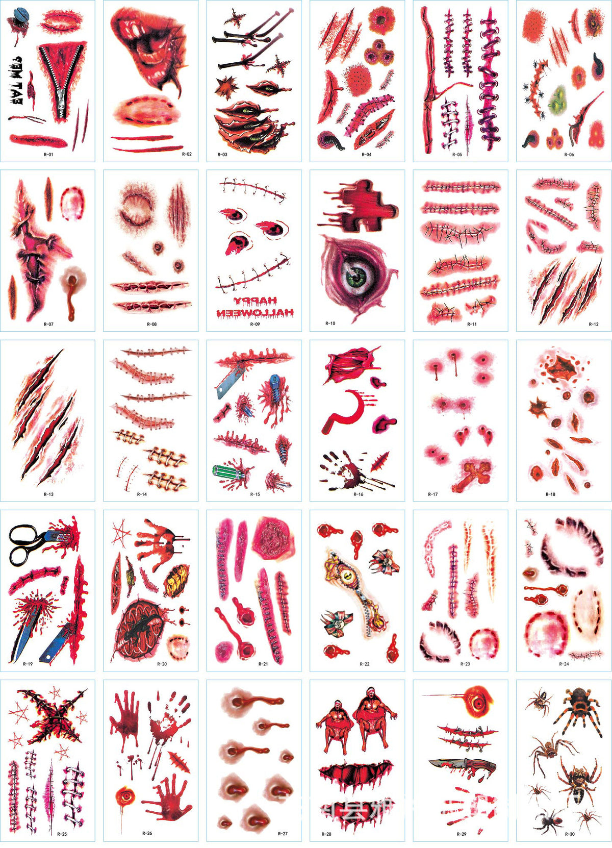 Un ensemble de 30 autocollants de tatouage