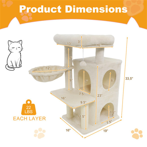 Arbre Cat multi-niveaux Beige 33.5 pouces avec condo 2-Tier