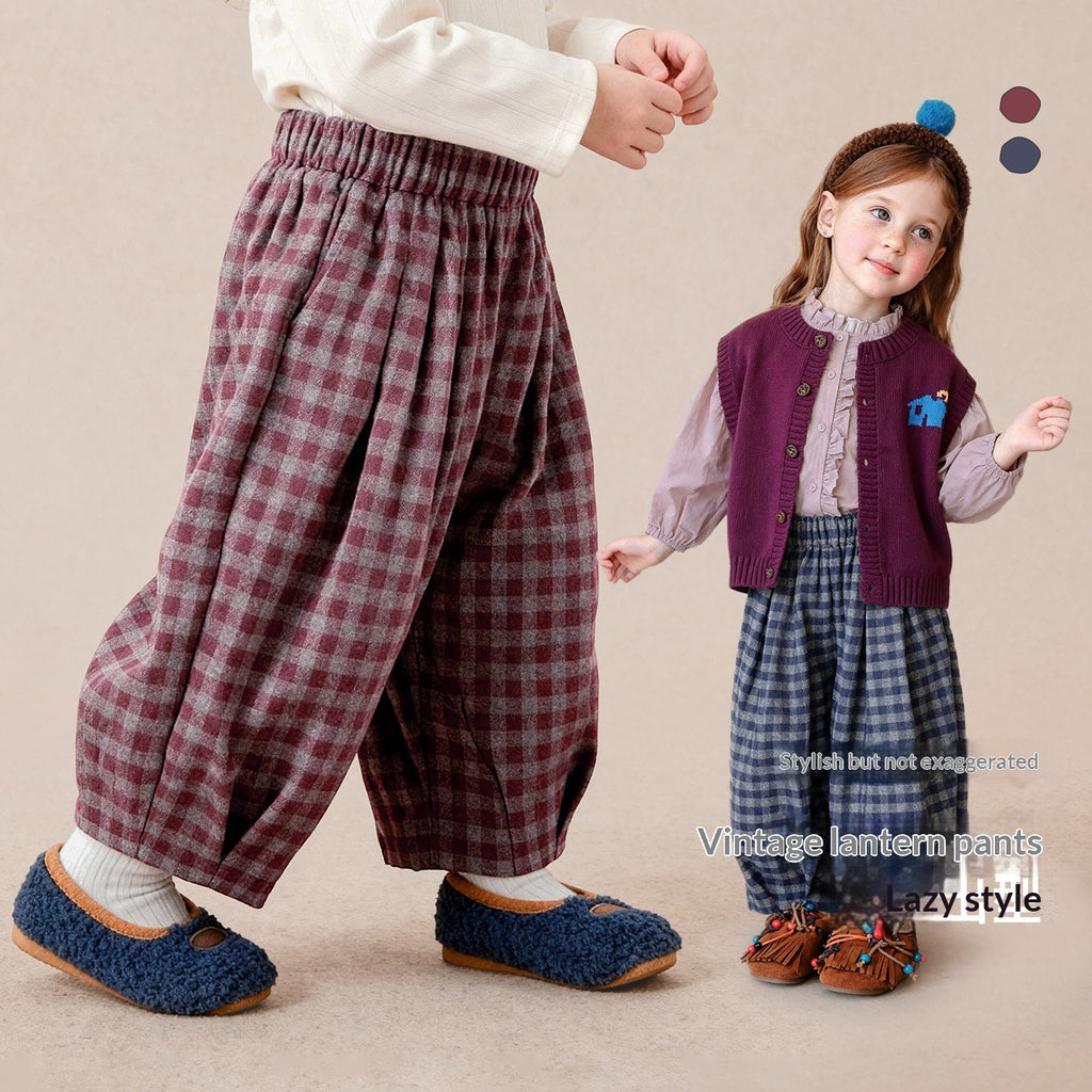 Plaid Mode Simple Confortable et Vintage Long Pantalons