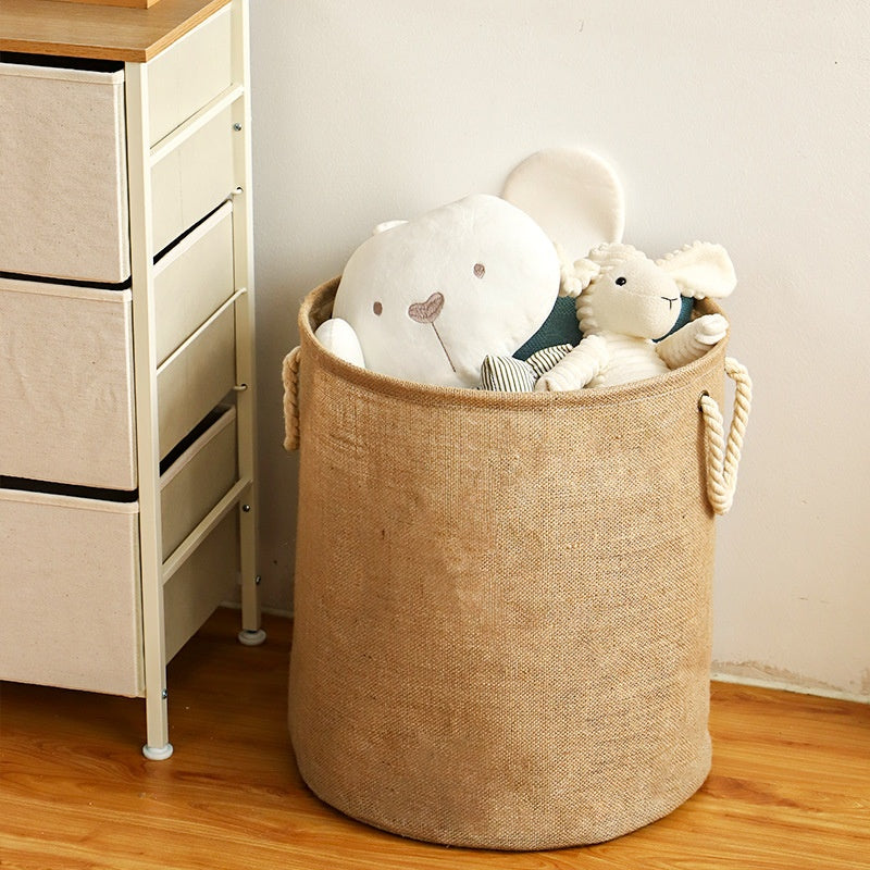 Panier de linge de jute Hamper de corde de coton portatif