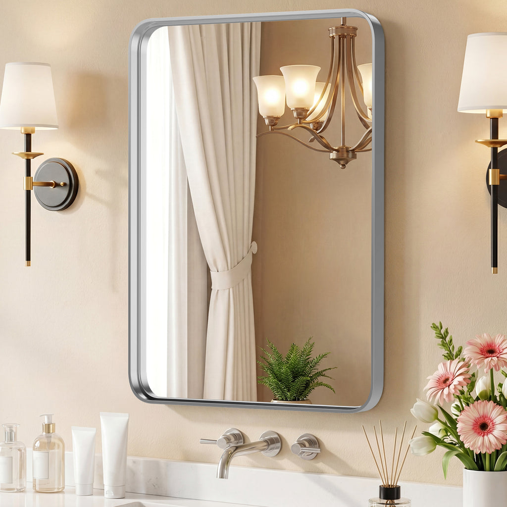 Miroir mural avec cadre en métal rectangulaire