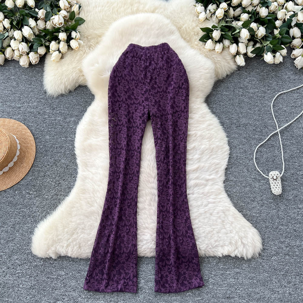 Pure et séduisante Pantalon de dentelle mince et polyvalente Casual et serré