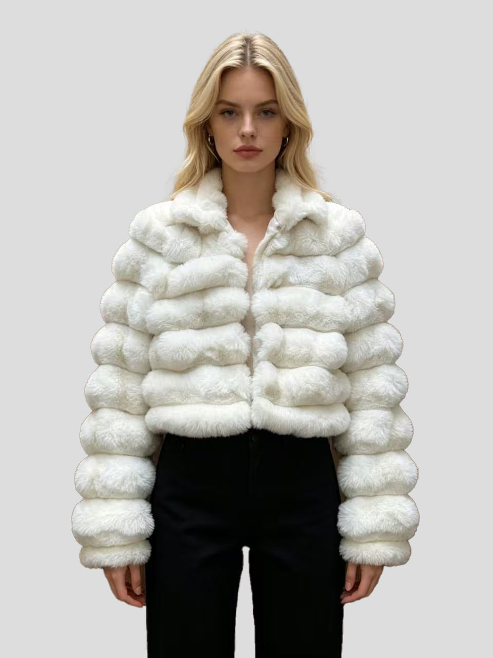 Style européen et américain Short Eco Friendly Fur Coatfashionable chaud avec cuir Lacine