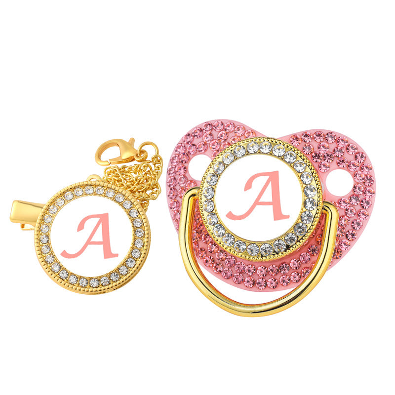Diamond Baby Silica Gel Pacifier bébé avec diamant 26 lettres anglaises