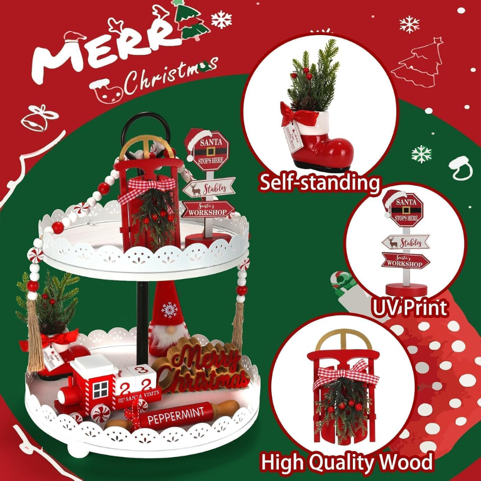 Décorations de Noël pour le bureau à domicile 8 PCS Set de décor à niveaux