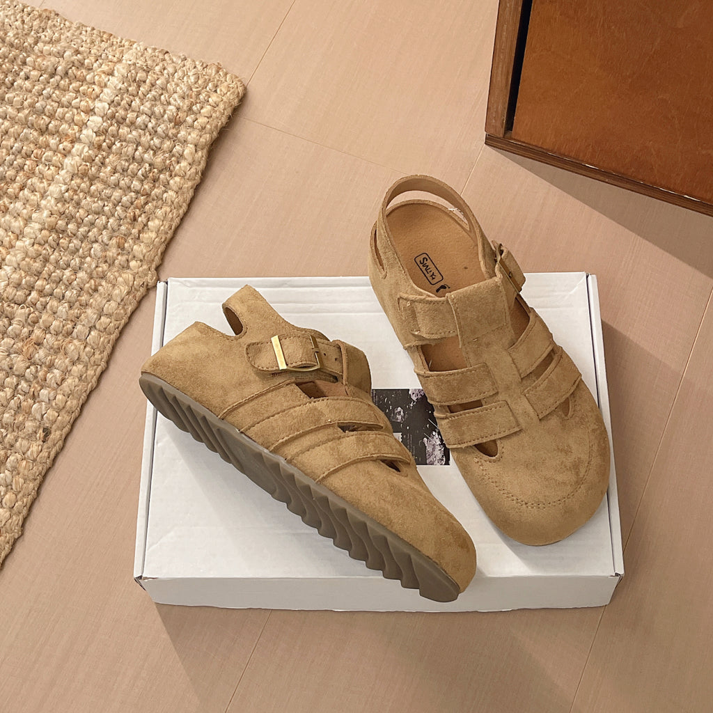 Été Versatile Soft Sole Respirant Hollow Out orteil fermé Invisible Wedge Sandales romaines