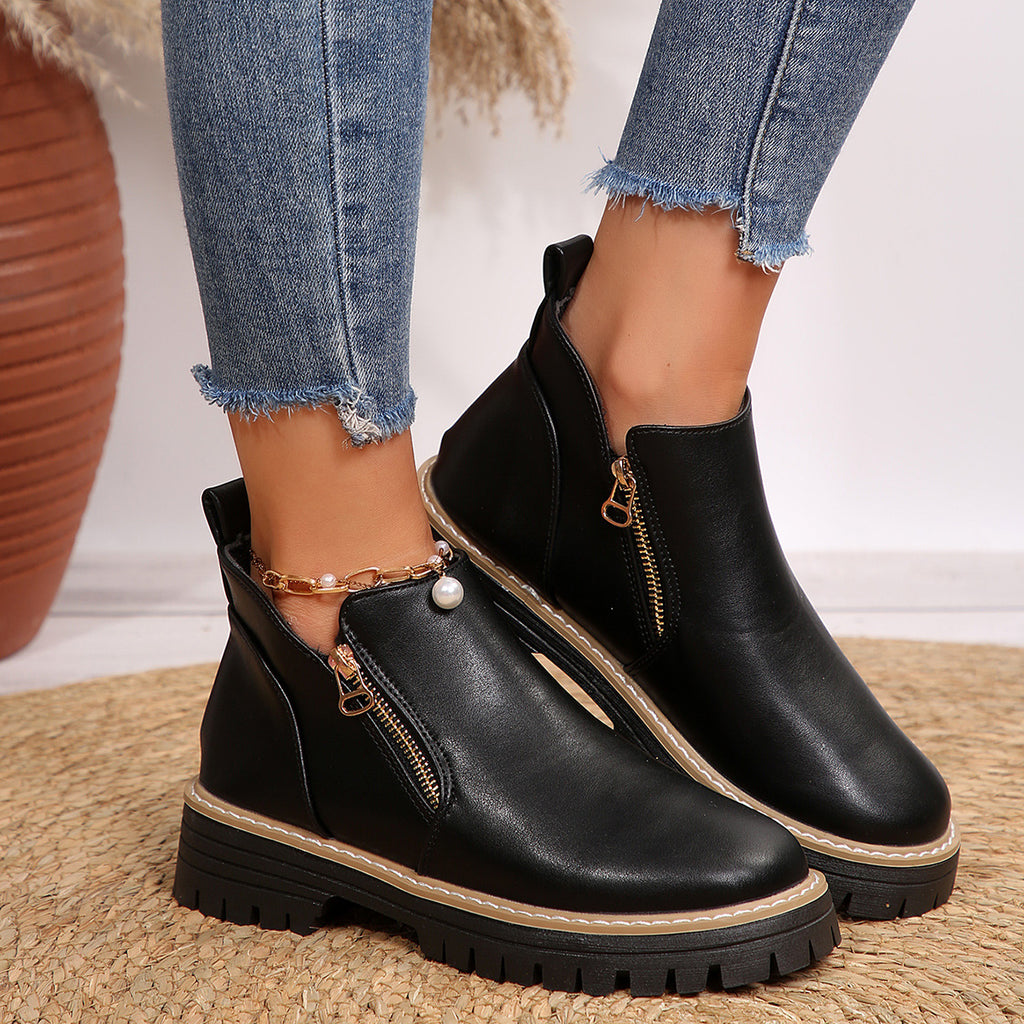 Automne et hiver Bottes de talon haute ronde Chaussures pour femmes