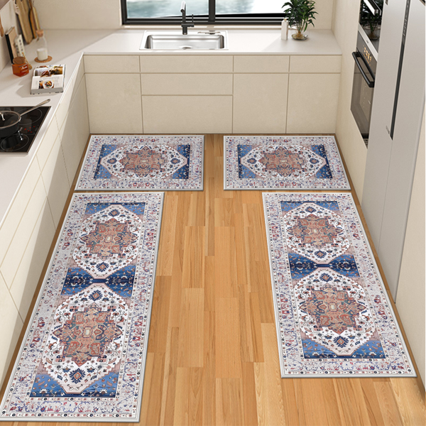 Boho Kitchen Rug Sets 3 pièces avec Runner Non Slip Kitchen Rugs and Mats Lavable Kitchen