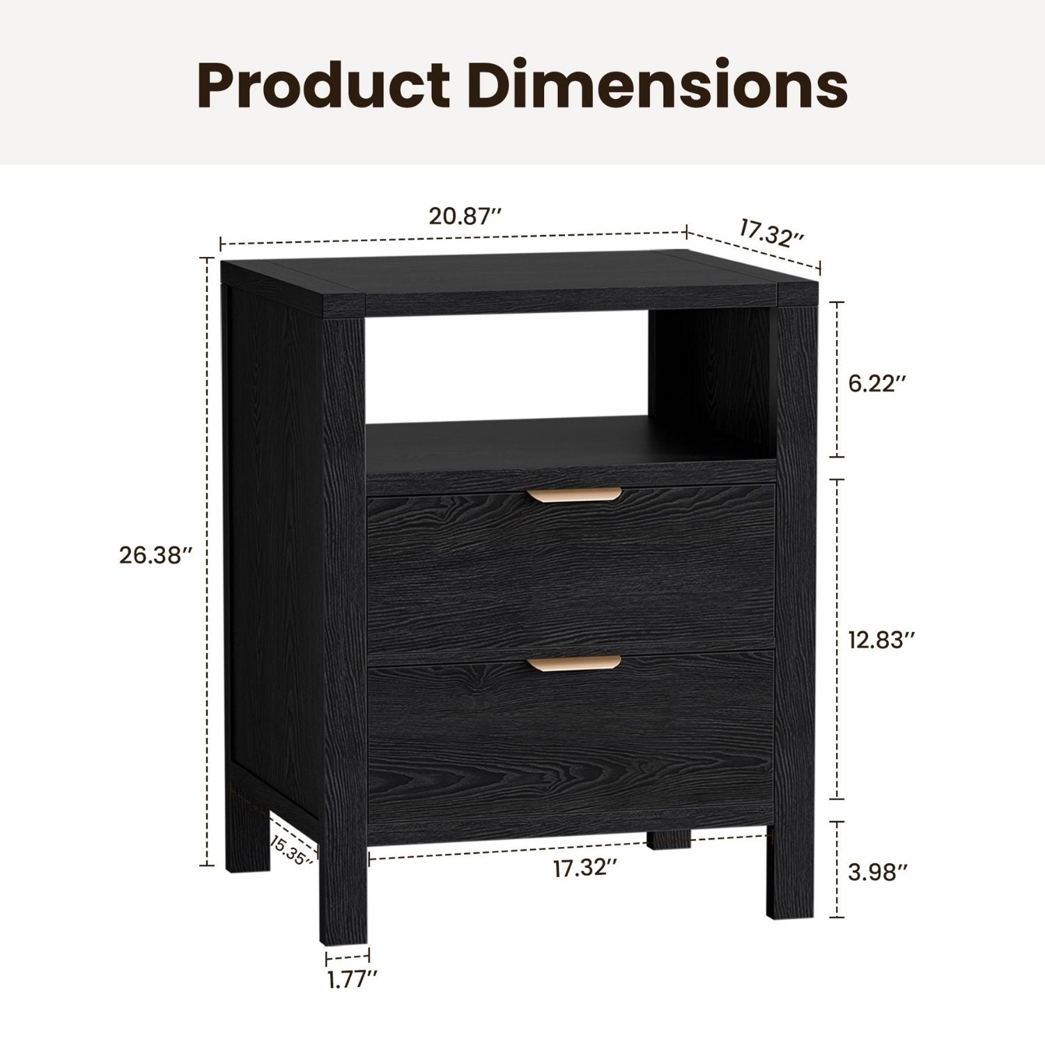 Table de chevet avec 2 tiroirs et plateau