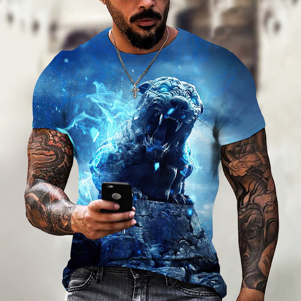 T-shirt homme imprimé d'été en 3D animal beast Lion