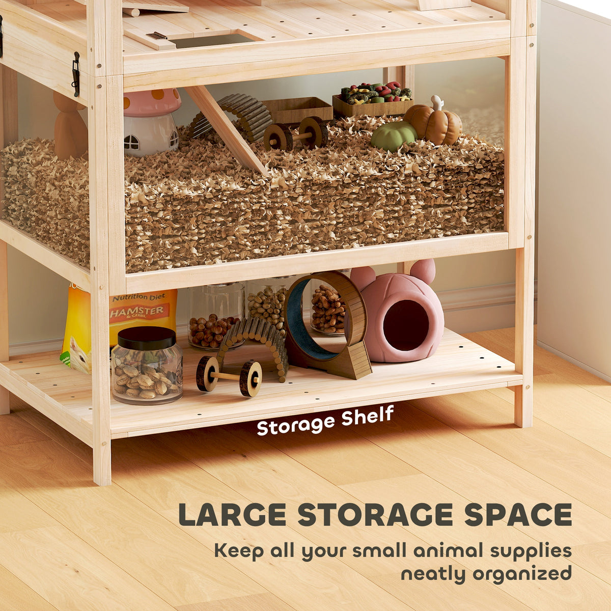 Cage de hamster en bois avec plancher inférieur amovible