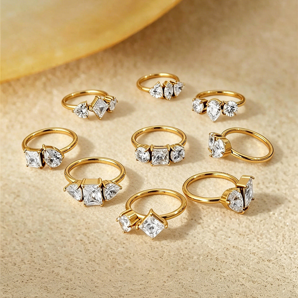 Anneau de titane en acier inoxydable Zircon pour femmes