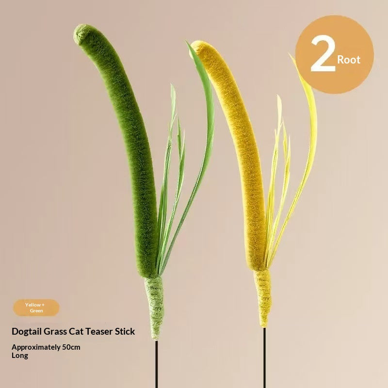 Dog Tail Grass Paste Wand Long-handled Cat Toy Pet Supplies