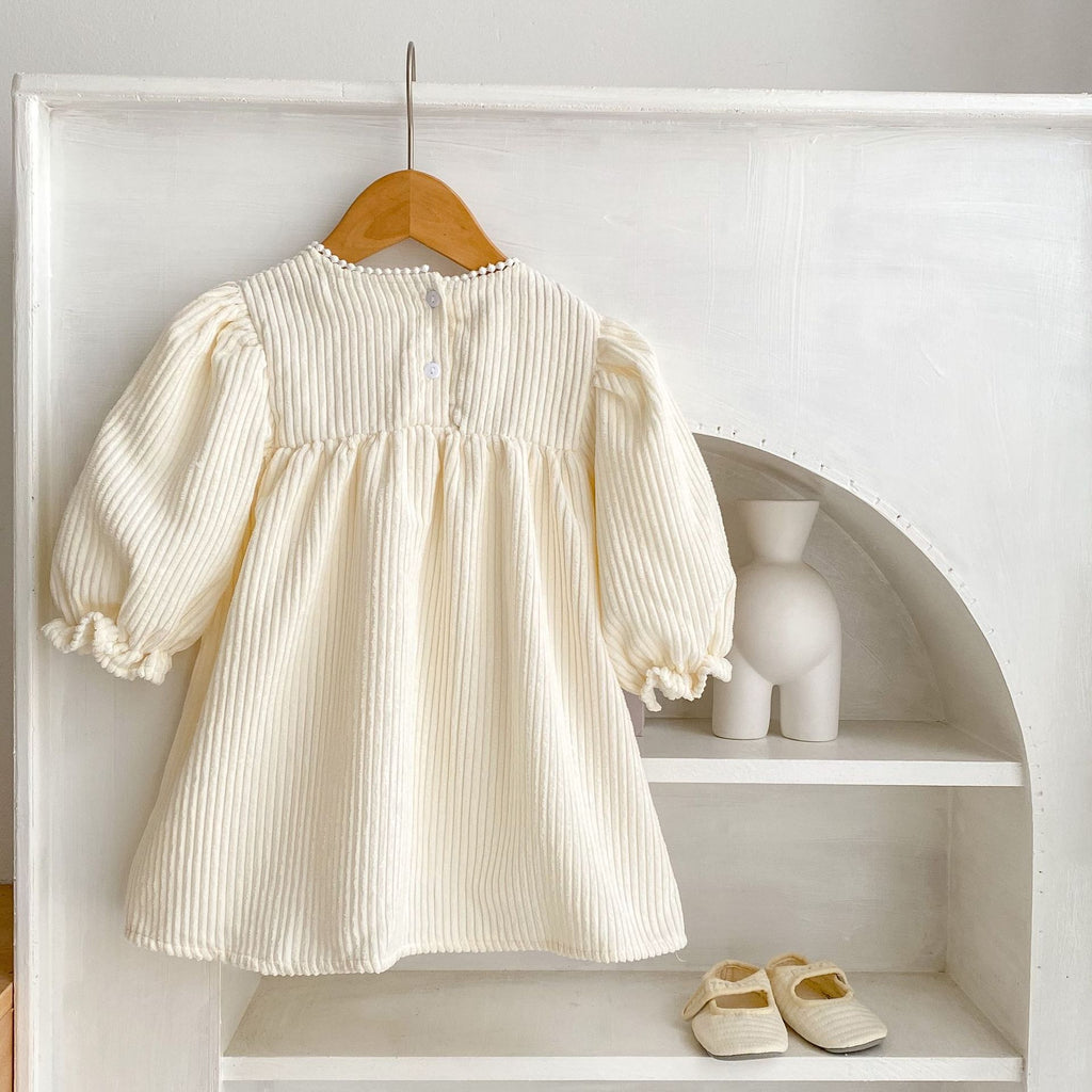 Robe brodée en dentelle à manches de bulles pour filles