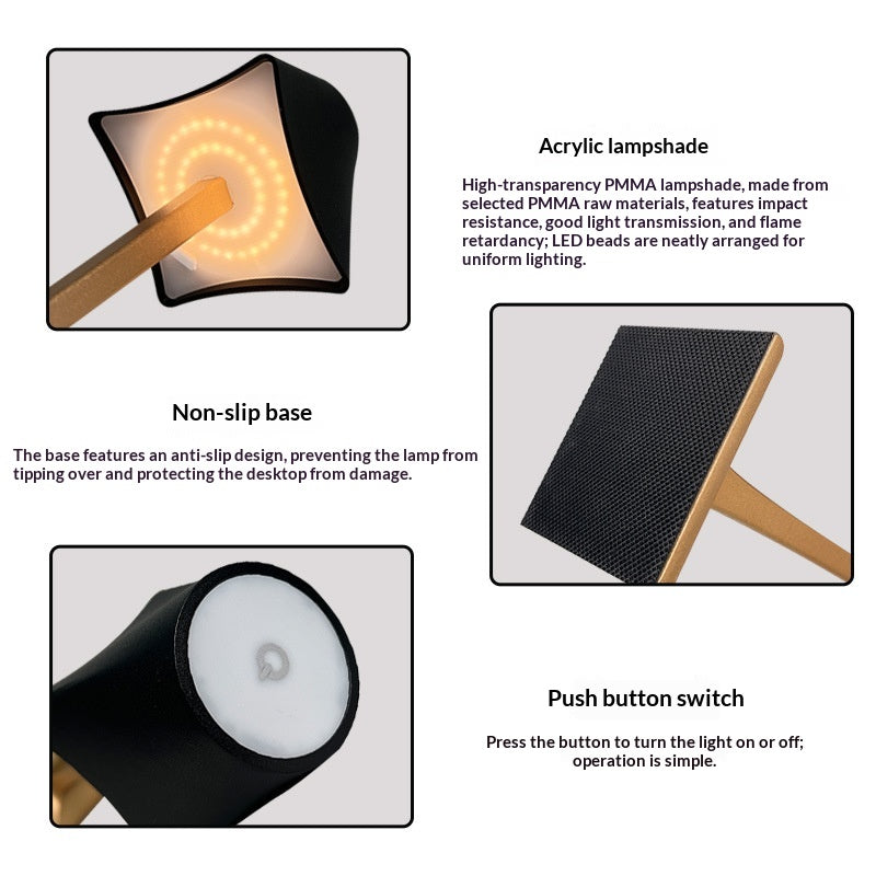 Simple creative dimmable decorative table lamp rechargeable desk lamp